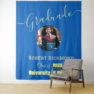 Blue and Yellow Photo Elegant Graduated Tapestry