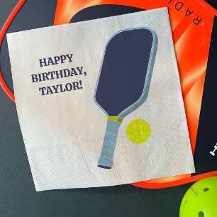 Blue and Yellow Pickleball Paddle Personalised Napkin