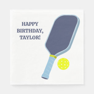 Blue and Yellow Pickleball Paddle Personalized Napkin