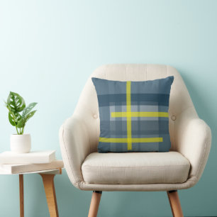 Blue and yellow plaid pattern cushion
