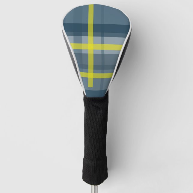 Blue and yellow plaid pattern golf head cover (Front)