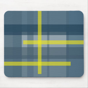 Blue and yellow plaid pattern mouse mat