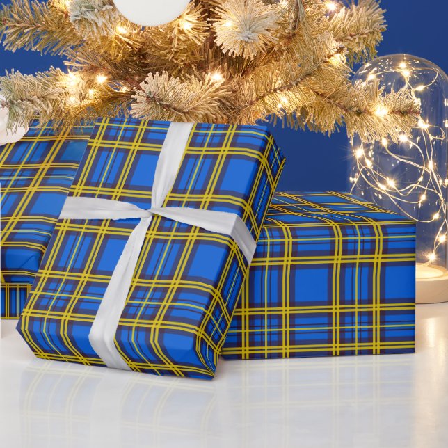 Blue And Yellow Plaid Wrapping Paper (Holidays)
