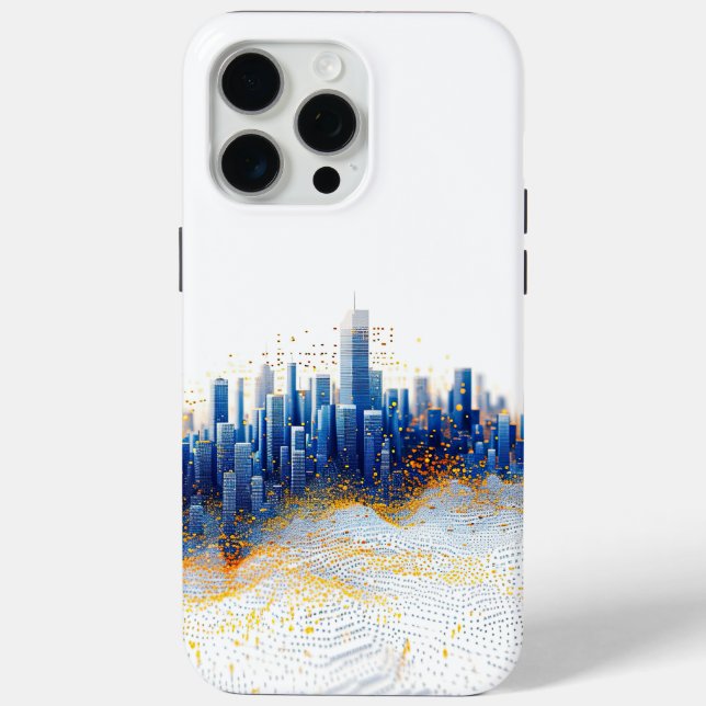 Blue and yellow pointillism urban architecture Case-Mate iPhone case (Back)
