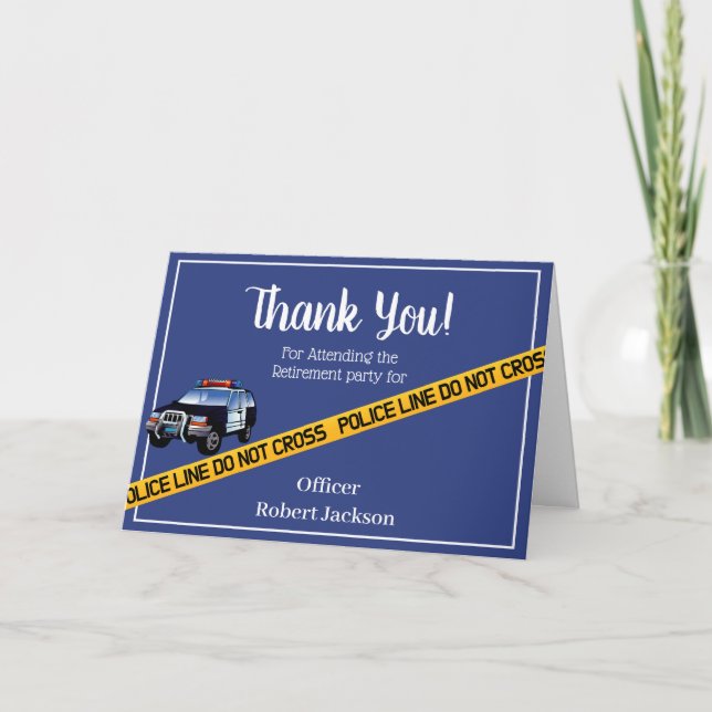 Blue and Yellow Police Retirement Thank You Card (Front)