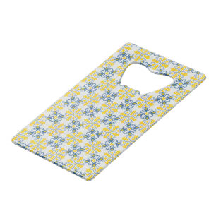 Blue and yellow pretty Portuguese tiles pattern