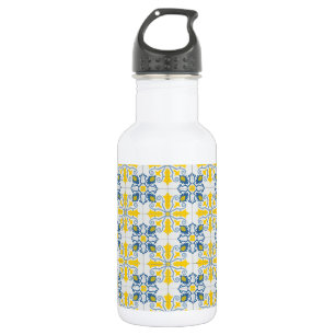 Blue and yellow pretty Portuguese tiles pattern 532 Ml Water Bottle