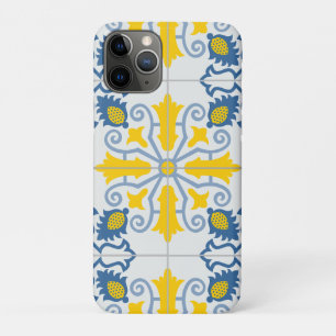 Blue and yellow pretty Portuguese tiles pattern iPhone 11 Pro Case