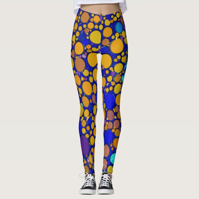 BLUE AND YELLOW PURPLE  Birthday Party Leggings (Front)