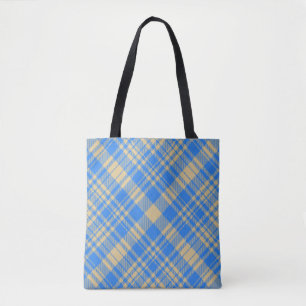 Blue and Yellow Scottish Tartan Plaid Tote Bag