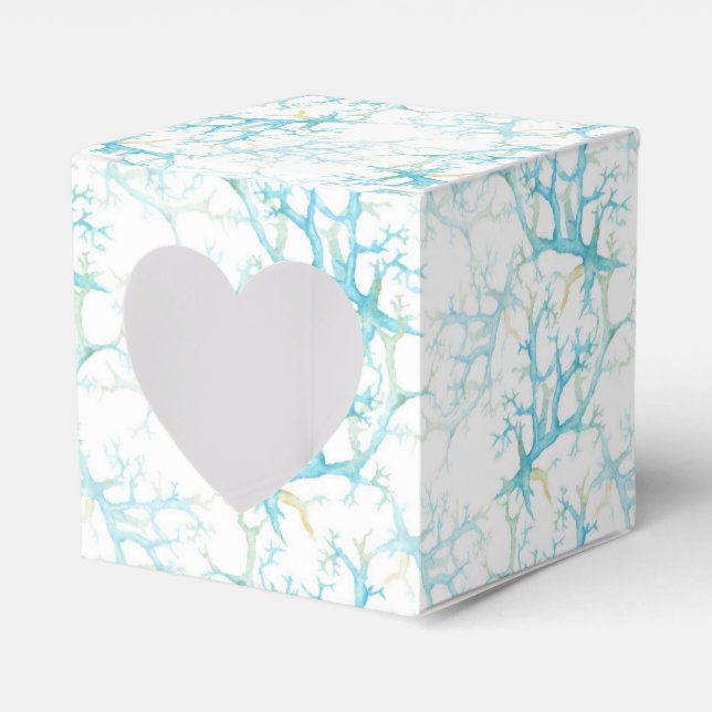 Blue and Yellow Seaweed and Coral Nautical Favour Box (Front Side)