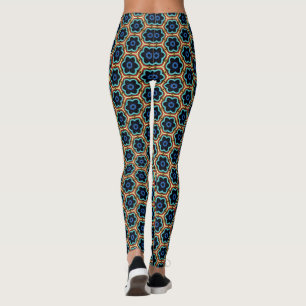 Blue and yellow simple floral leggings