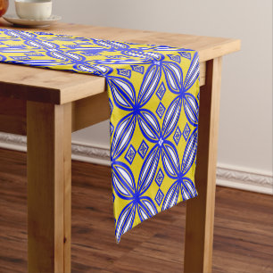 Blue And Yellow Spanish Tile Pattern  Table Runner