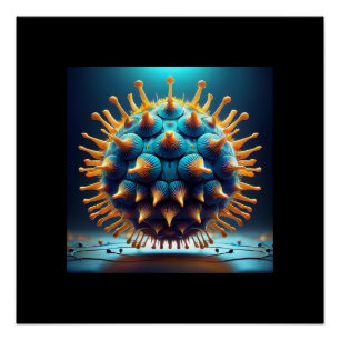 Blue And Yellow Spore Ball Poster
