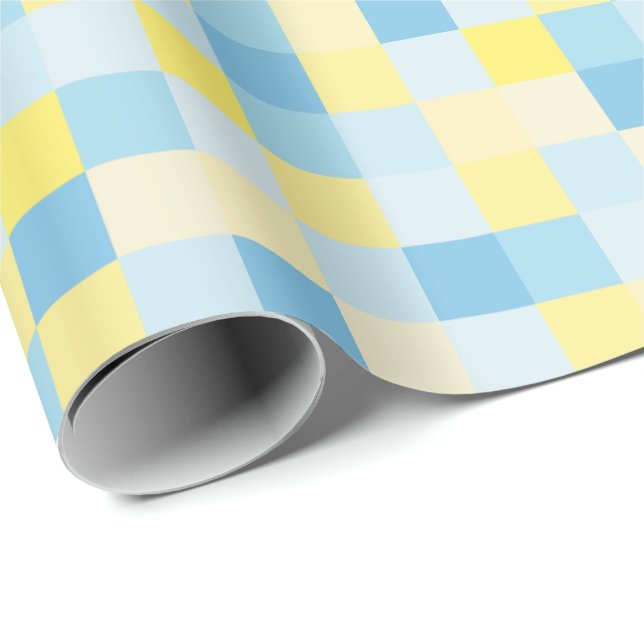 Blue and Yellow Squares Wrapping Paper (Roll Corner)