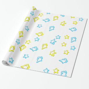 Blue And Yellow Star Cover Wrapping Paper