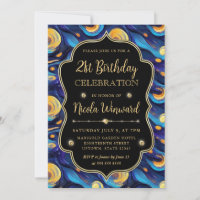 Blue and Yellow Starry Night 21st Birthday