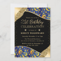 Blue and Yellow Starry Night 21st Birthday
