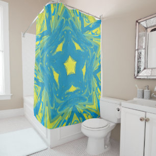 Blue and Yellow Stars shower curtain
