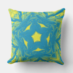 Blue and Yellow Stars throw pillow