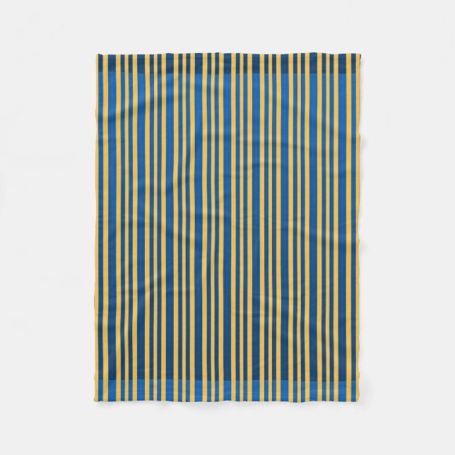 Blue And Yellow Stripe Fleece Blanket (Front)