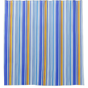 Blue and Yellow Stripe Shower Curtain