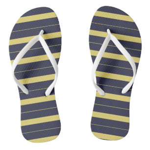 Blue and Yellow Stripes Flip Flops
