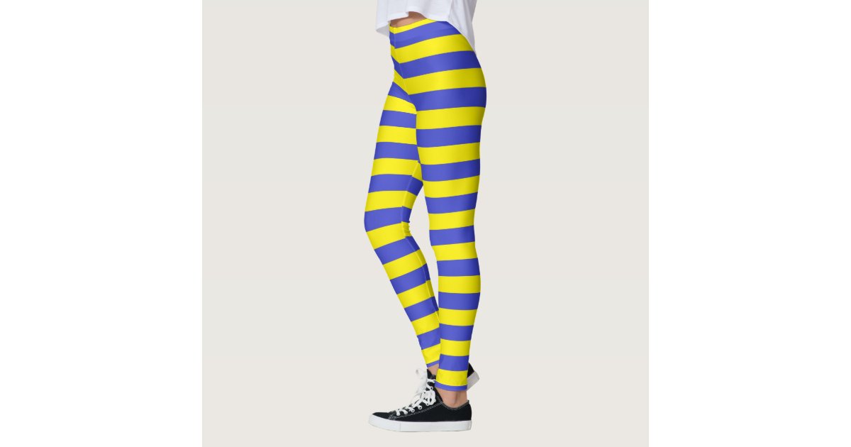 Blue and Yellow Stripes Leggings | Zazzle