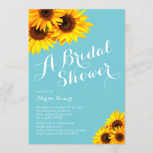 Blue and Yellow Sunflowers Bridal Shower Invitation