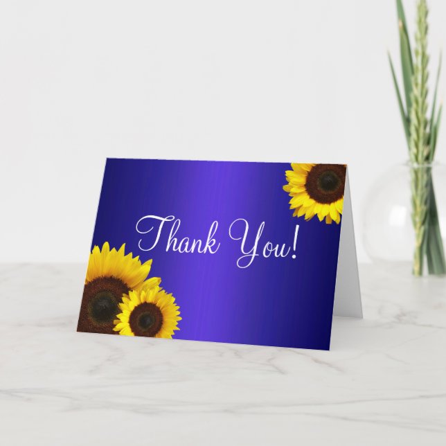 Blue and Yellow Sunflowers Thank You Card (Front)