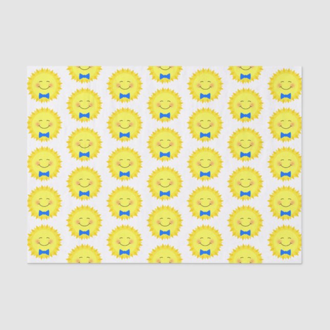 Blue  and Yellow Sunshine Pattern Tissue Paper (Front)