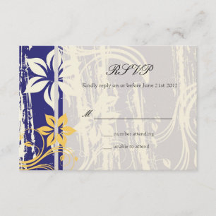 Blue and Yellow Swirl Wedding RSVP Card