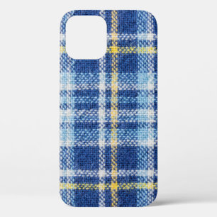 Blue and yellow tartan or plaid background for fas iPhone 12 case