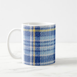 Blue and yellow tartan or plaid background for fas coffee mug