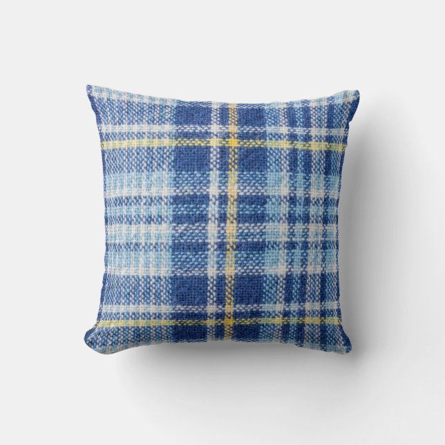 Blue and yellow tartan or plaid background for fas cushion (Front)