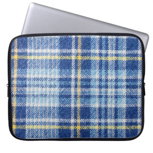 Blue and yellow tartan or plaid background for fas laptop sleeve