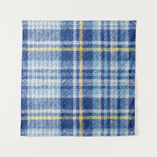 Blue and yellow tartan or plaid background for fas tapestry