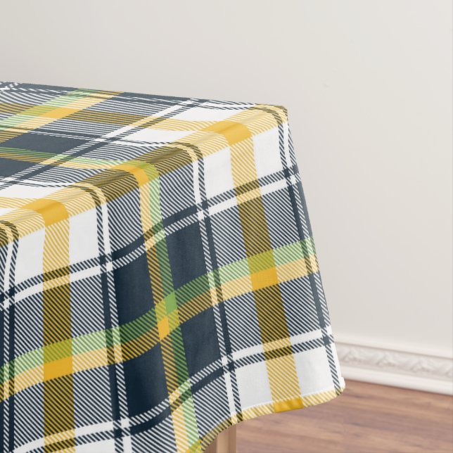 Blue And Yellow Tartan Plaid Scottish Pattern Tablecloth (In Situ)