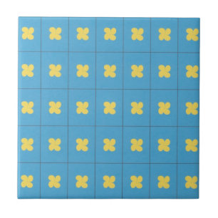 Blue and yellow teardrop ceramic tile