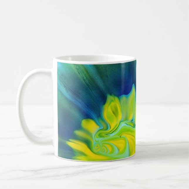 Blue and Yellow Tie Dye Coffee Mug (Left)