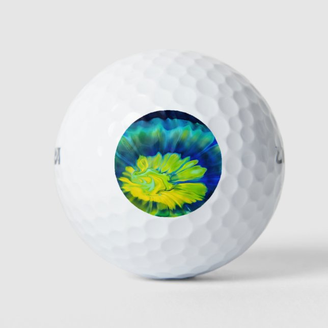 Blue and Yellow Tie Dye Golf Balls (Front)