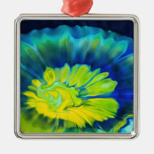 Blue and Yellow Tie Dye Metal Tree Decoration