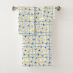 Blue and Yellow Tile Pattern Towel