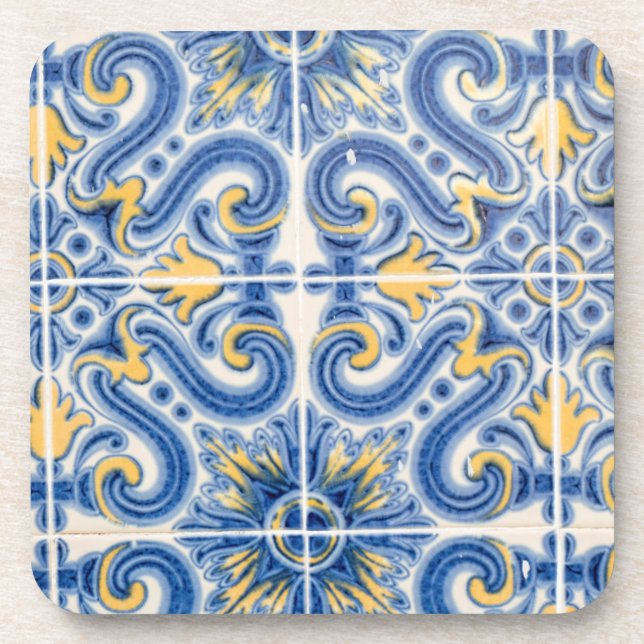 Blue and yellow tile, Portugal Coaster (Front)