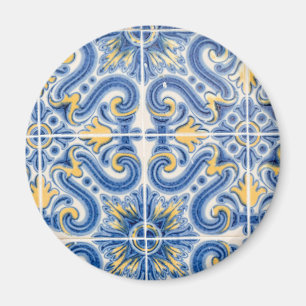 Blue and yellow tile, Portugal Magnet