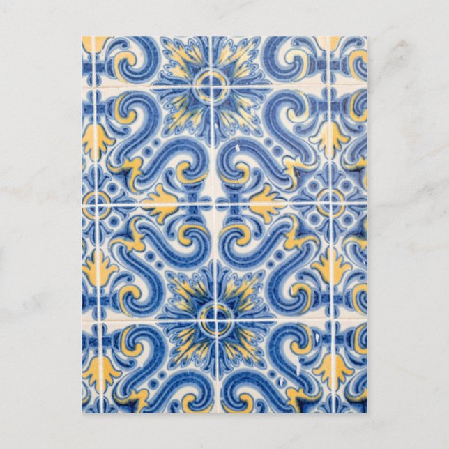Blue and yellow tile, Portugal Postcard (Front)