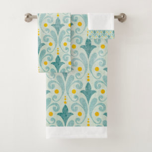 Blue and yellow towel set