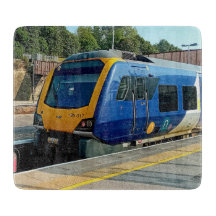 Blue and yellow train