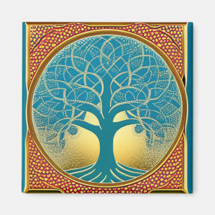 Blue and Yellow Tree of Life Magnet