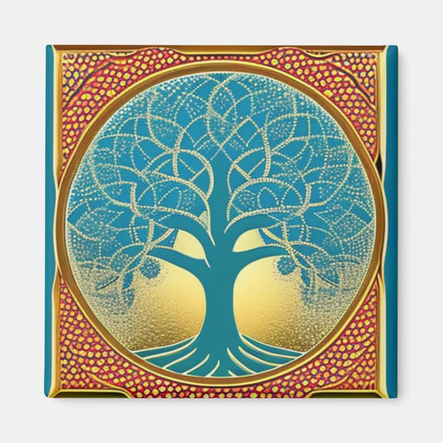 Blue and Yellow Tree of Life Magnet (Front)